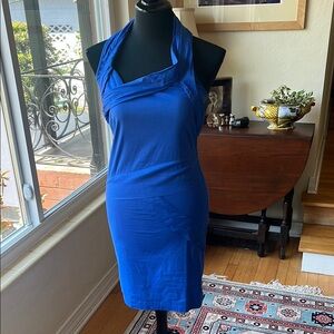 Luviana Conti Twisted Blue Halter body con Dress, IT42